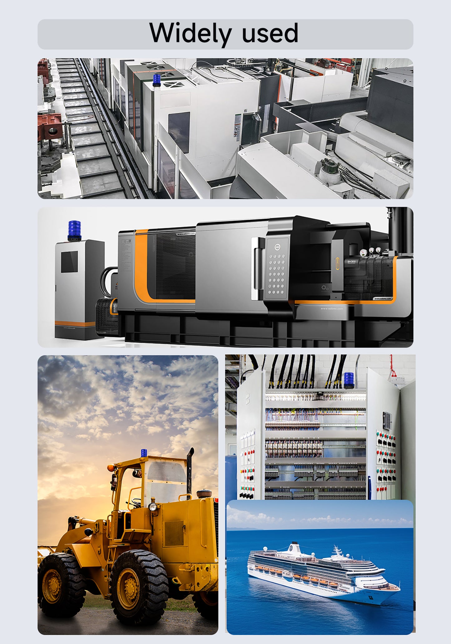 YASONG IP66 Waterproof Strobe Siren Light Shockproof Superbright 36 LED Blue Industrial Warning Flashing Beacon Light with Buzzer or No Sound