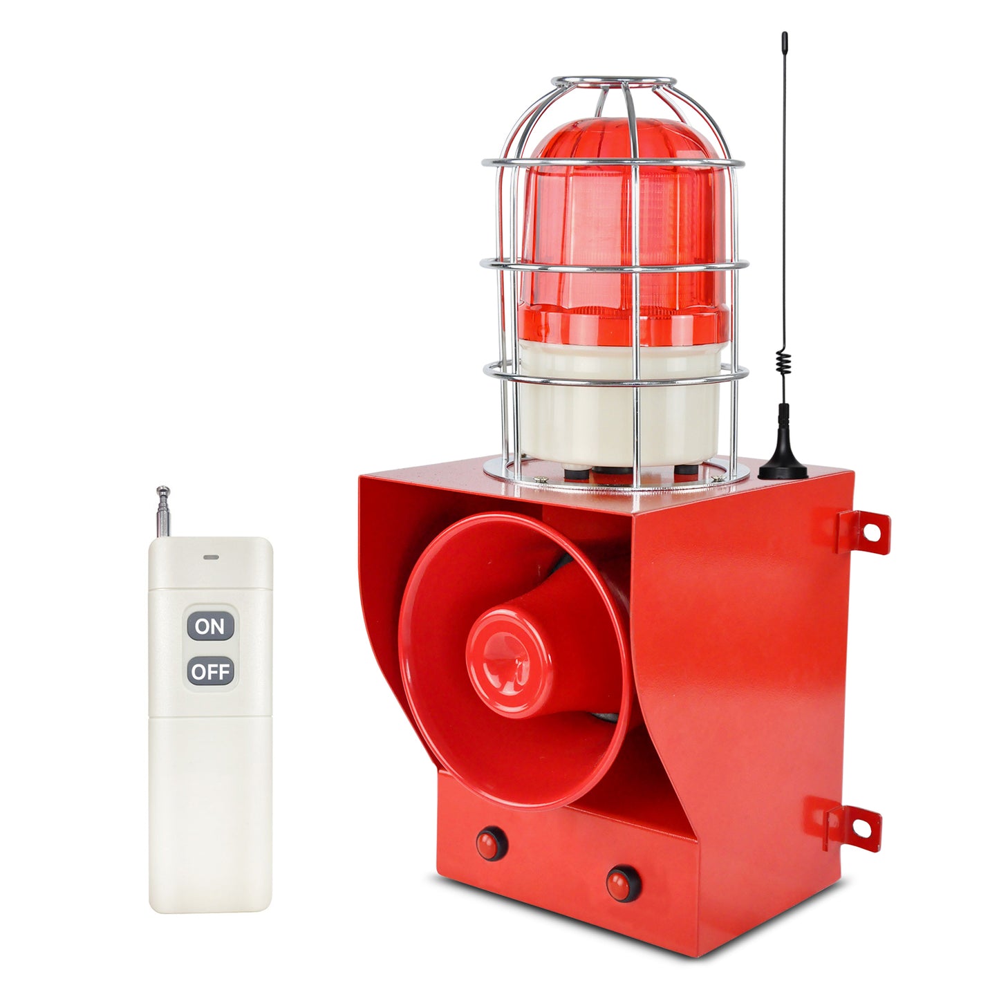YASONG 0.3mile Remote Control Alarm Siren 45watts 130dB Sound 12 Tones Adjustable Emergency Siren Range of 100-150 Meters AC220SV SLA-05CY-500