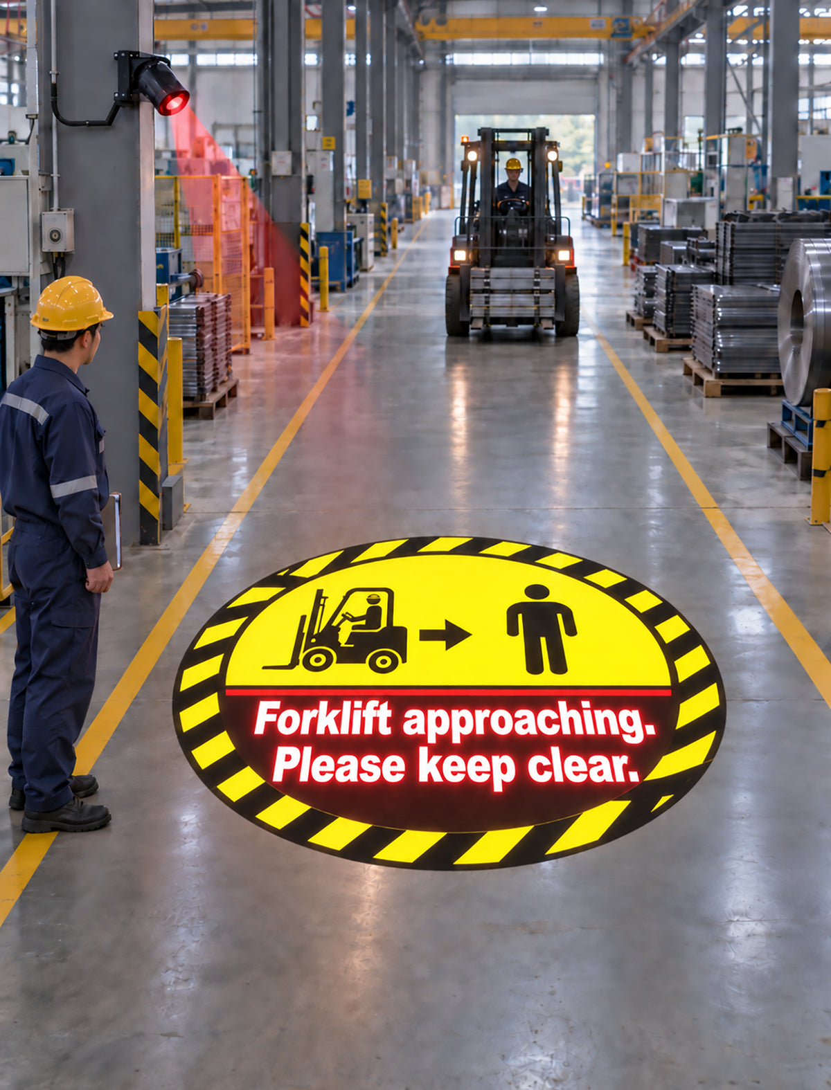 YASONG SLA‑TY55‑1M Industrial Safety Projector Light | 55W Forklift Warning Projection Lamp IP67 Waterproof for Factory Warehouse