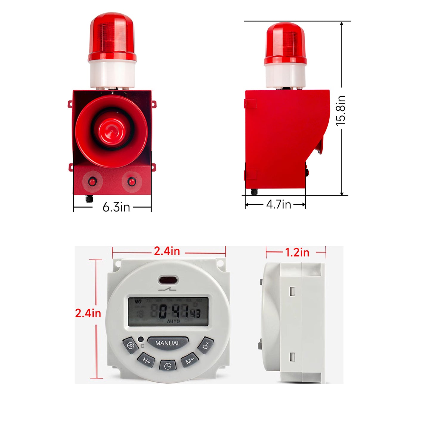 Security Outdoor ALarm Siren Loud 130dB IP65 Waterproof Adjustable Sound Alarm Systerm with Timer Emergency Siren Strobe Light SLA-05B1