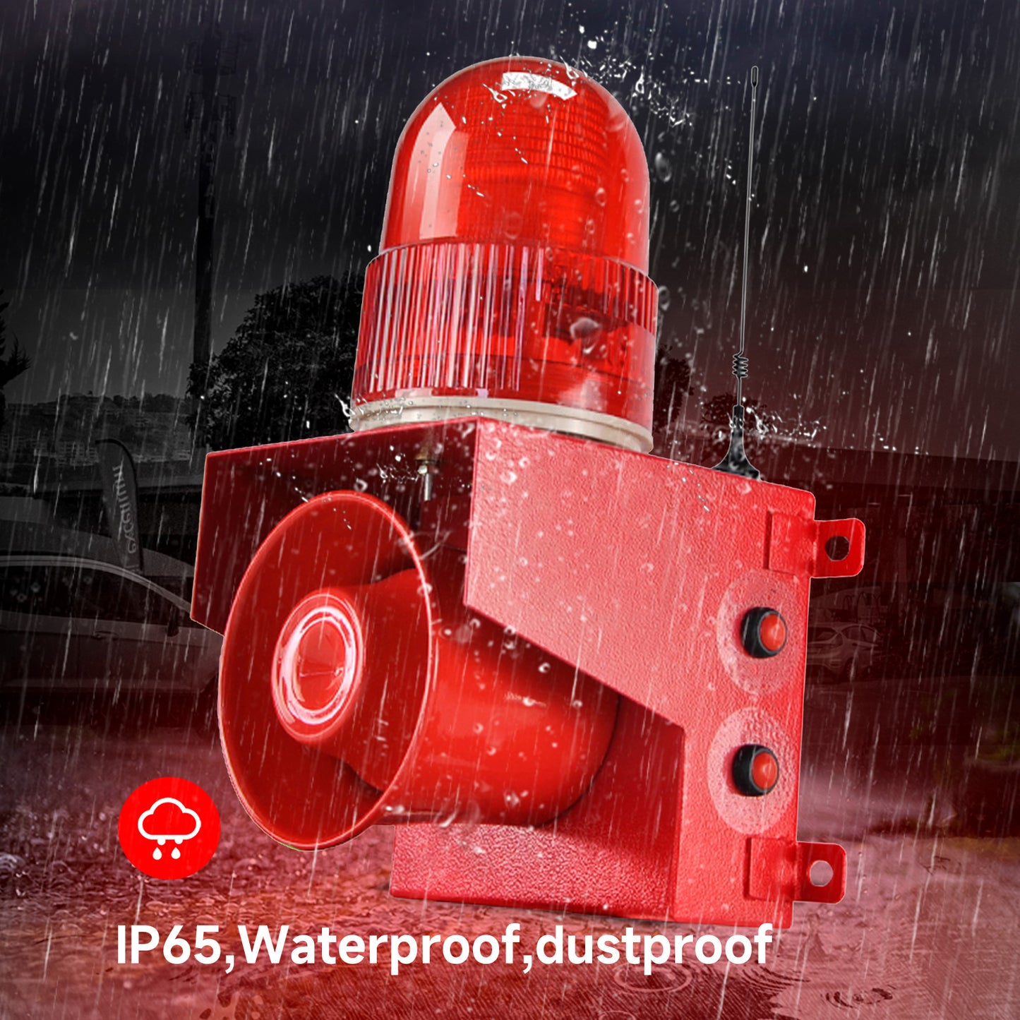 Industrial Remote Control Siren Alarm Wireless Outdoor 120dB Loud Horn Emergency Safety Alarm with 4 Remote Controller, Adjust Volume and Tone, 1.2mile Remote distance, Strobe Light SLA-01TY-2000-4