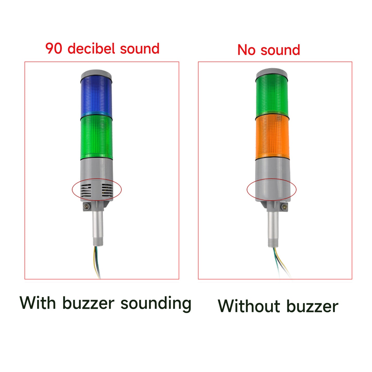 Tower Light Multilayers Stack Warning Lights with Sound or No Sound, 4 Types of Base, Flashing Light or Steady Light For Machine LTA-052W/T(J)
