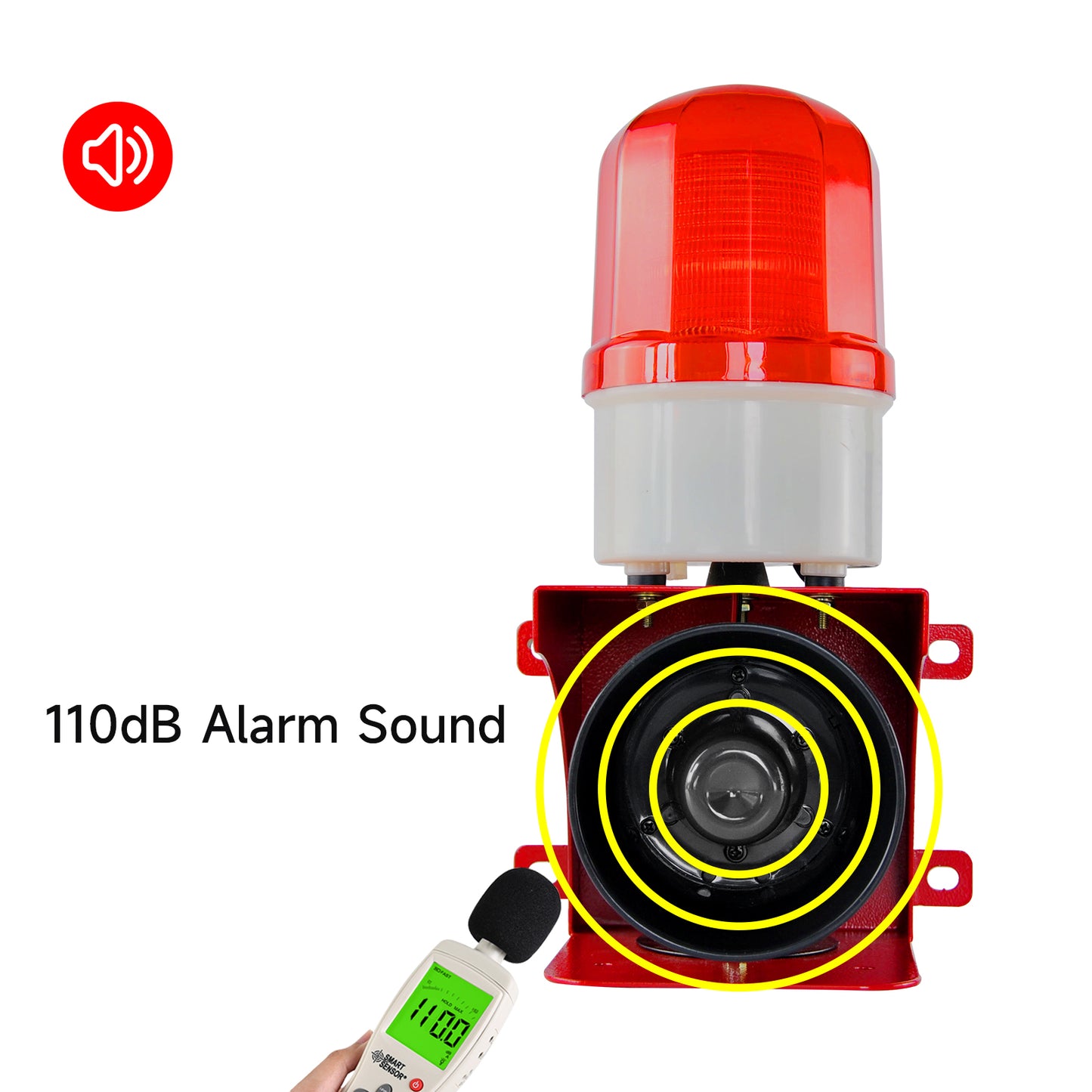 YASONG IP65 Waterproof Outdoor 110dB Loud Horn Safety Emergency Siren Alarm with Beacon Light for Factory,Office, Wharf, Fires,Tornado SLA-BJ02