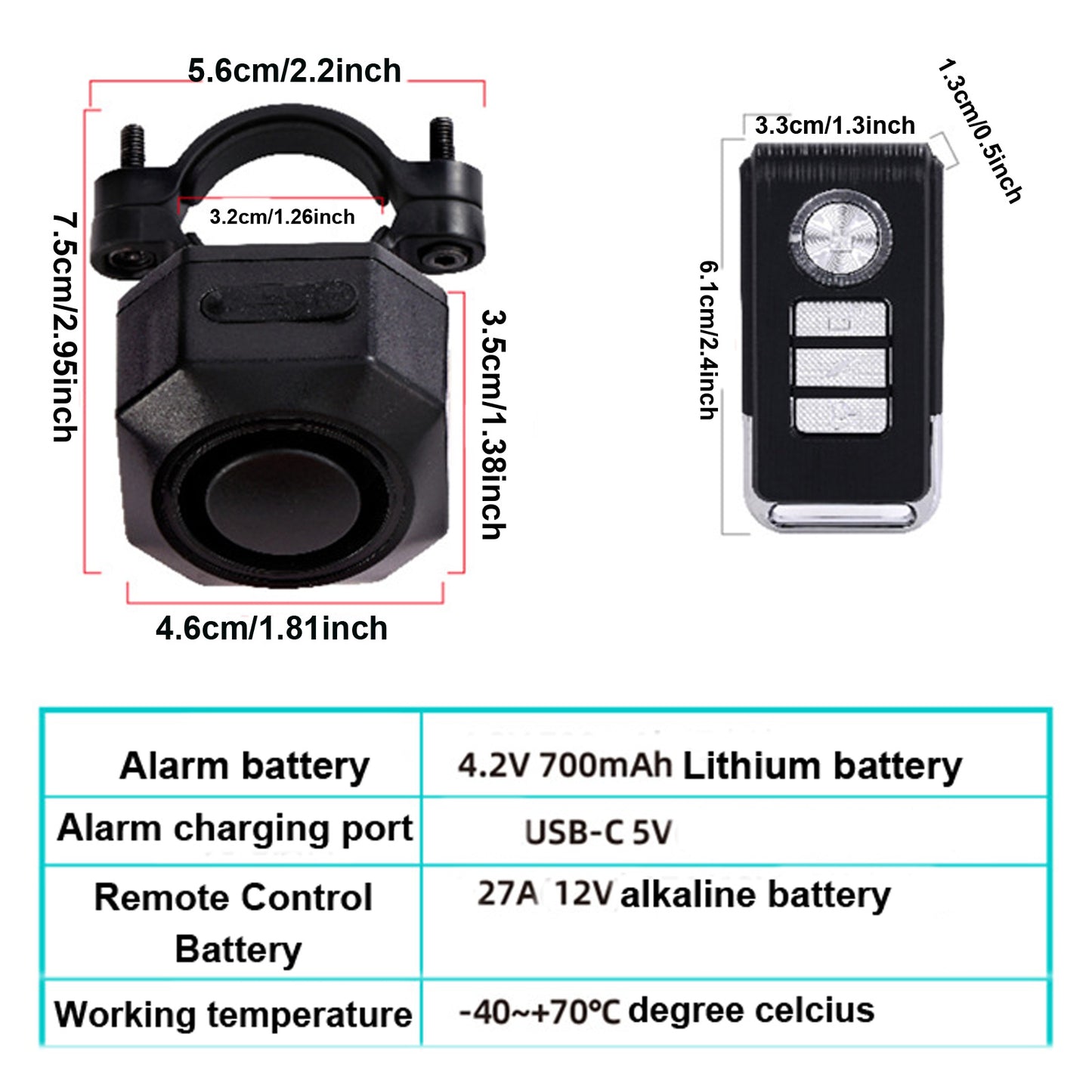 YASONG Bike Alarm for Ebikes Accessories USB Rechargeable Anti Theft Wireless Security Motorcycle Bicycle Alarm System with Remote Motion (2 Pack)