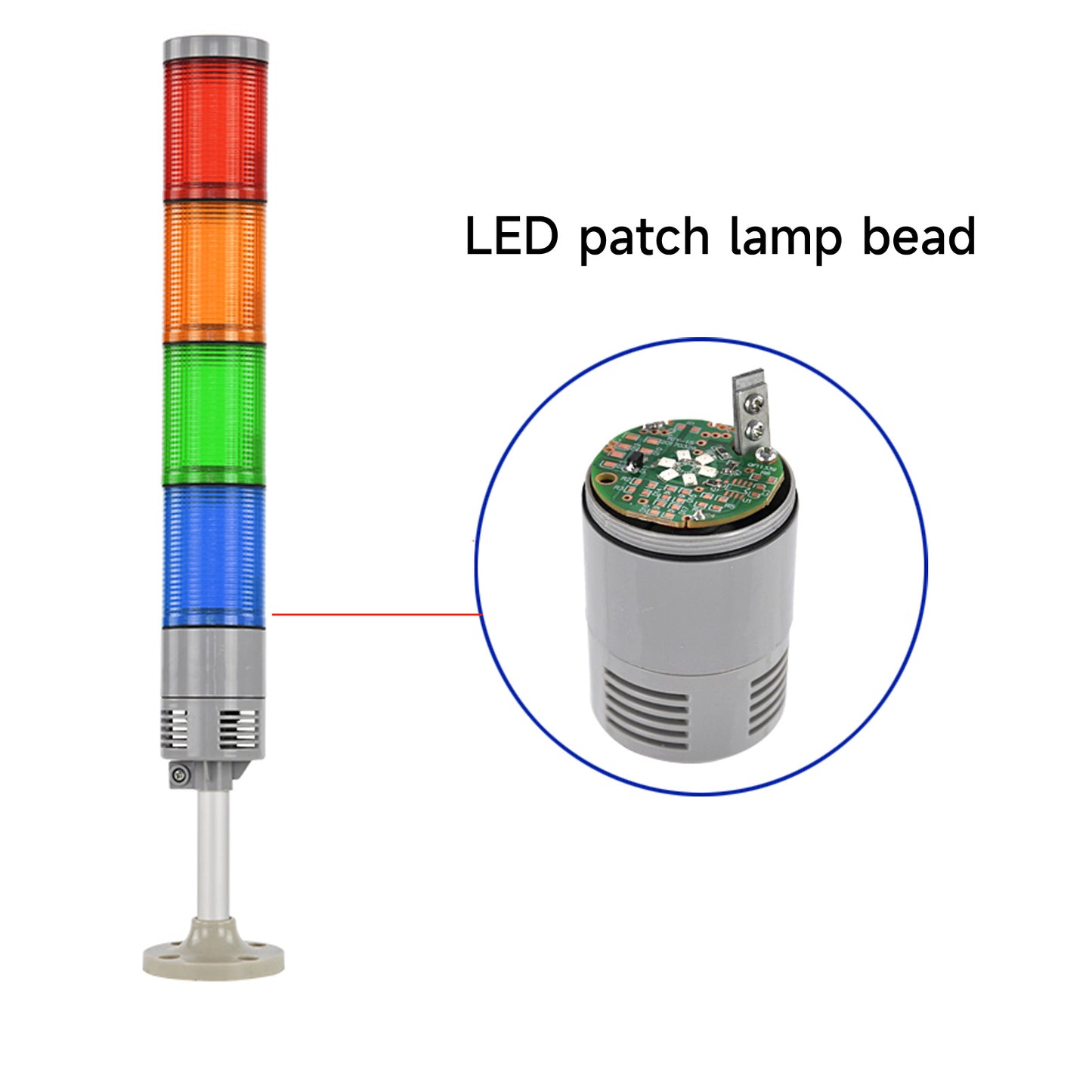 Tower Light Multilayers Stack Warning Lights with Sound or No Sound, 4 Types of Base, Flashing Light or Steady Light For Machine LTA-052W/T(J)