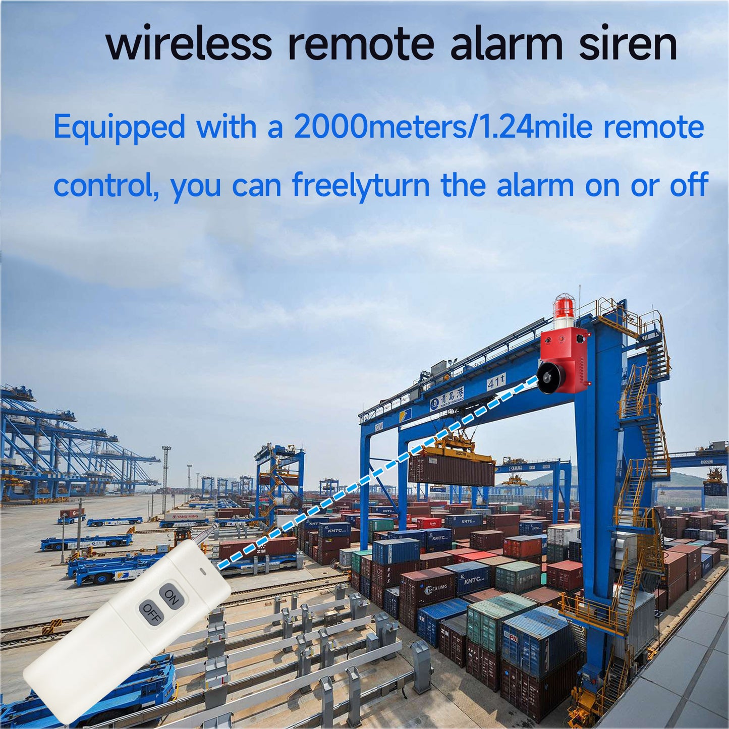 YASONG 2000m Wireless Remote Control Siren Alarm 130dB Horn 80W Sirens for Noisy Environment Emergency Alarm Range About of 250 Meters