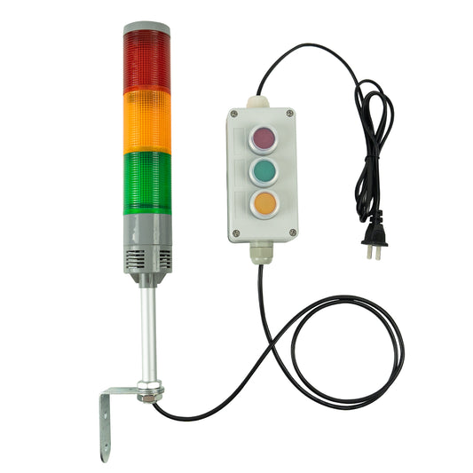YASONG 3 Stack Super Bright LED Industrial Signal Tower Light Stack Light Andon Lights with Sound or No Sound, Flash Light  or Steady-on Light, Self Locking Switch for Factory