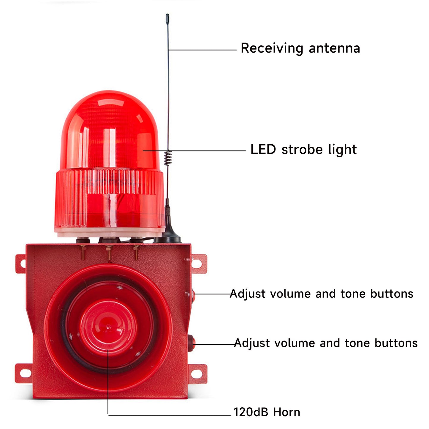 500m/2000m Wireless Remote Control  Alarm Siren 120dB Adjustable Outdoor Industrial Alarm System for Noisy Environment Emergency Alarm SLA-01TY