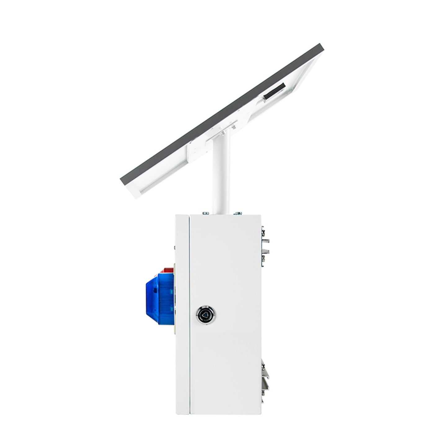 YASONG Solar Motion Sensor Alarm Siren Outdoor Motion Detector Alarm System with Red and Blue Strobe Light, 120dB Horn SLA-TYN02