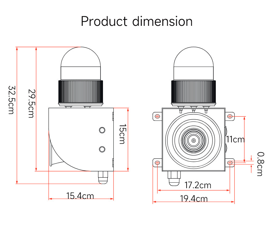 Industrial Waterproof 120dB Network Alarm with Adjustable Sound and Multi-Tone Siren & RJ45 Connectivity SLA-01H-L