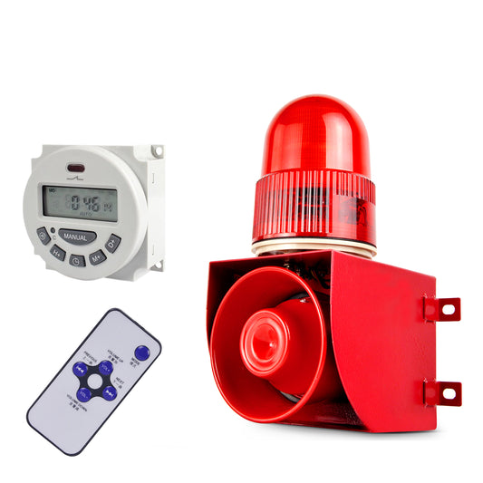 YASONG Motion Sensor Alarm Siren with Timer Outdoor 120dB 12 Tone Adjustable Motion Detector Security Emergency Siren Light SLA-01W1