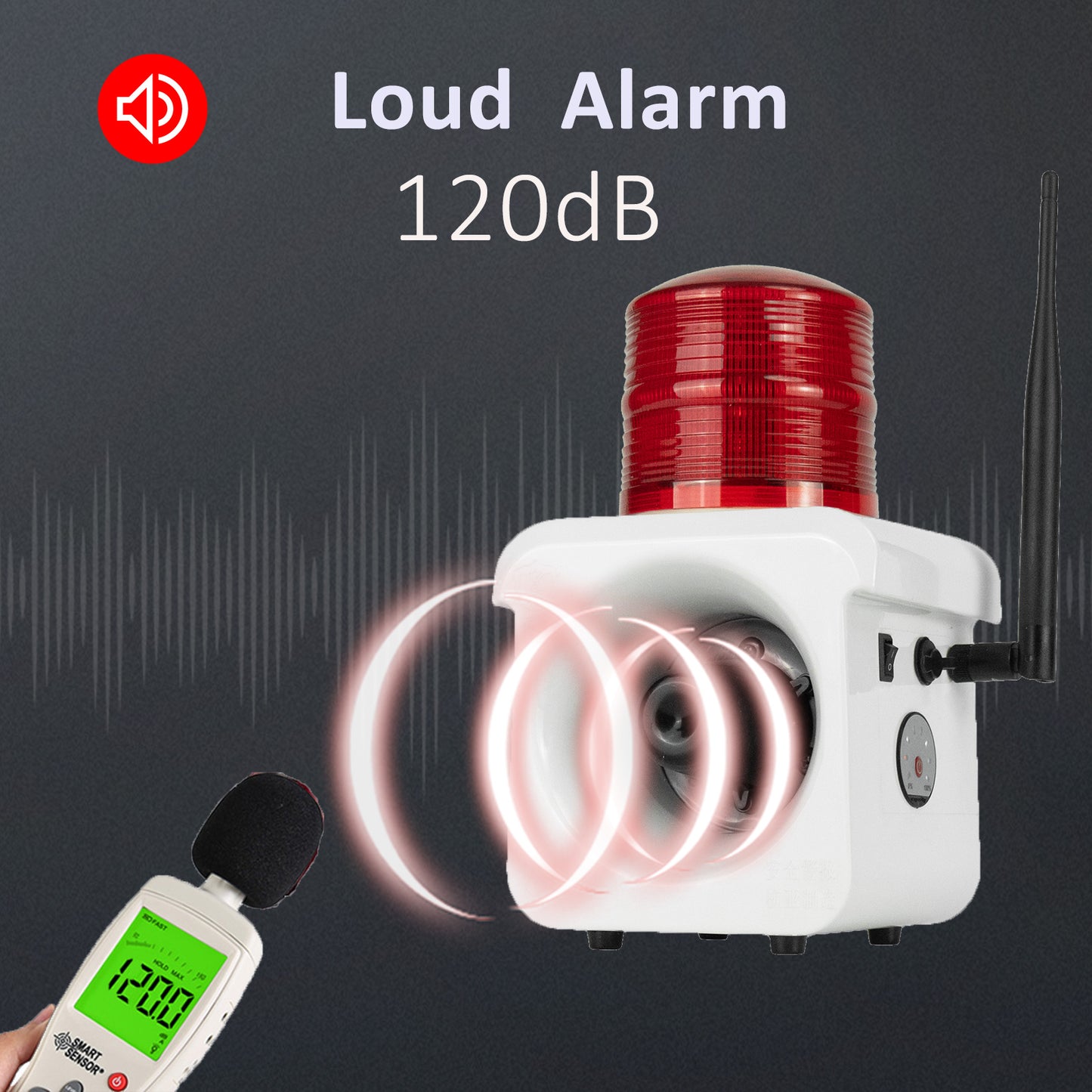 YASONG Portable Rechargeable Wireless Remote Control Alarm Siren 2km(1.24mi) Remote Distance Waterproof 120dB Siren with Lithium Battery SLA-800BY