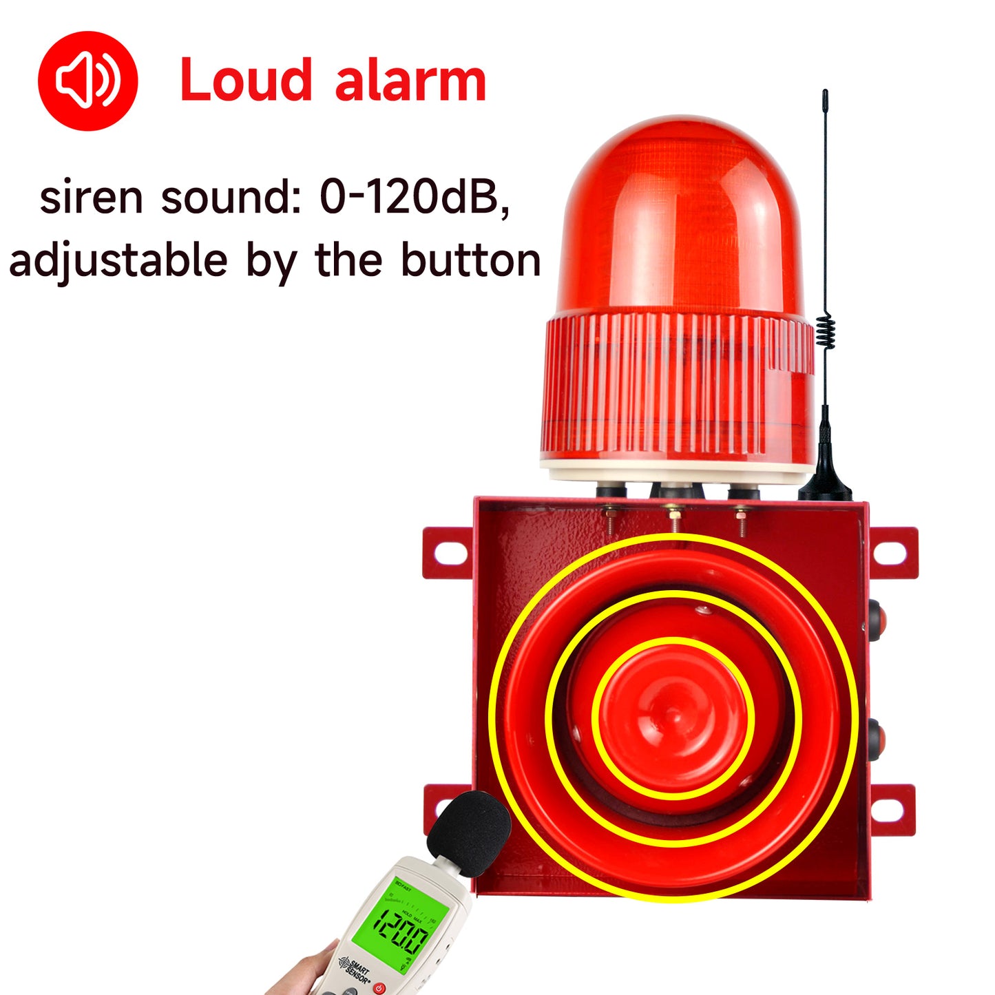 YASONG 1.2mile/2000m Remote Control Alarm Siren 120dB Horn Adjustable Outdoor Sirens with USB Port and 3 Remote Control SLA-01HY-2000-3