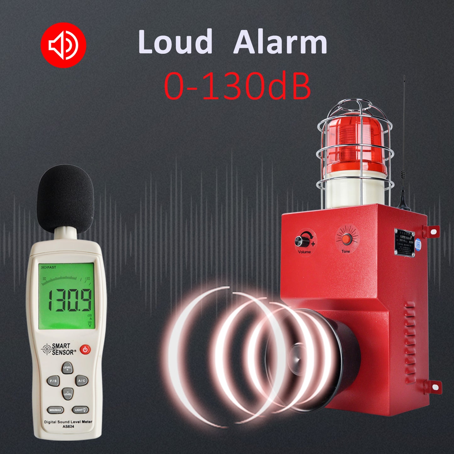 YASONG 2000m Wireless Remote Control Siren Alarm 130dB Horn 80W Sirens for Noisy Environment Emergency Alarm Range About of 250 Meters