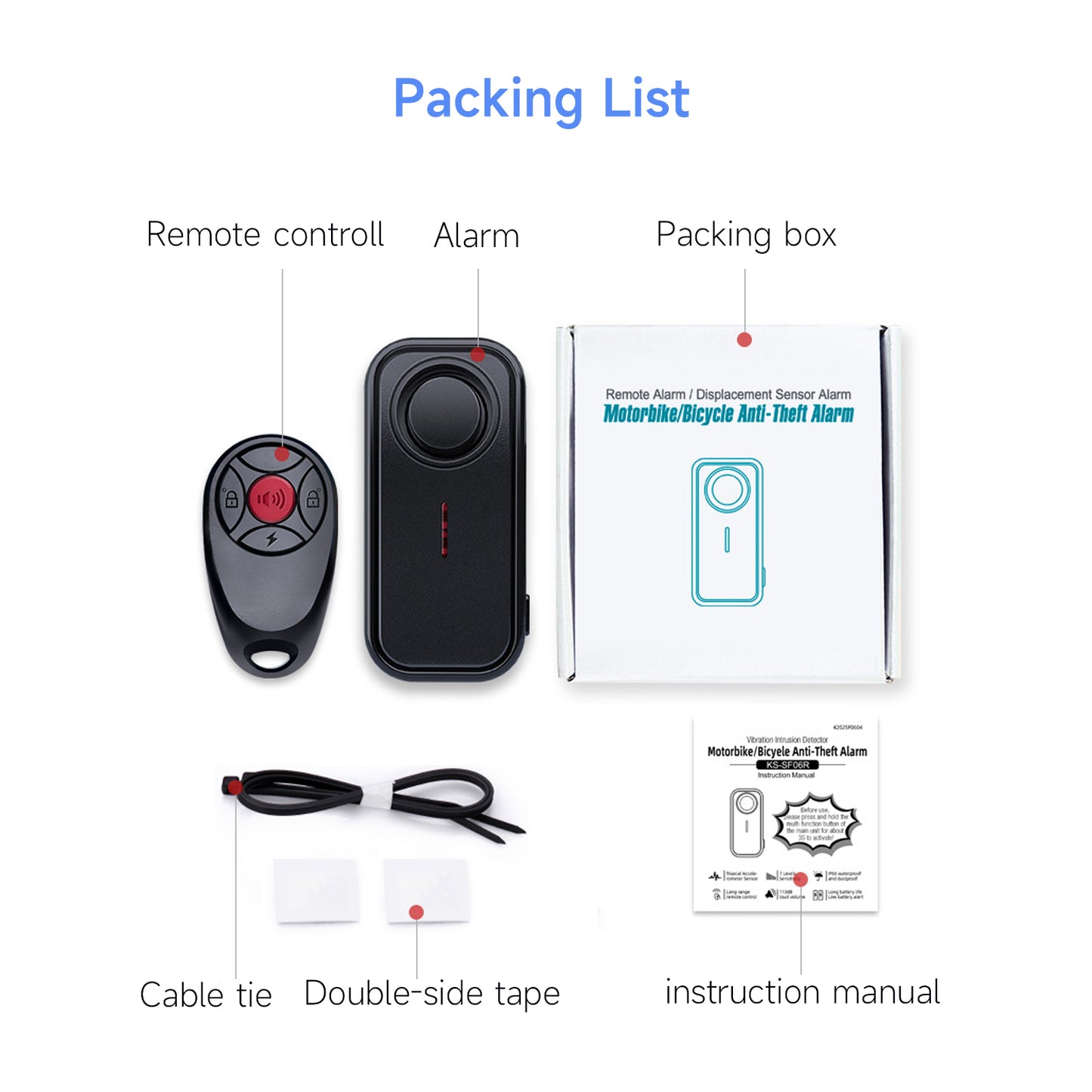 YASONG 113dB Loud Anti Theft Vibration Sensor Alarm Waterproof Burglar Alarm for Electric Bike Motorcycle Golf Car Trailer Mailbox with Remote