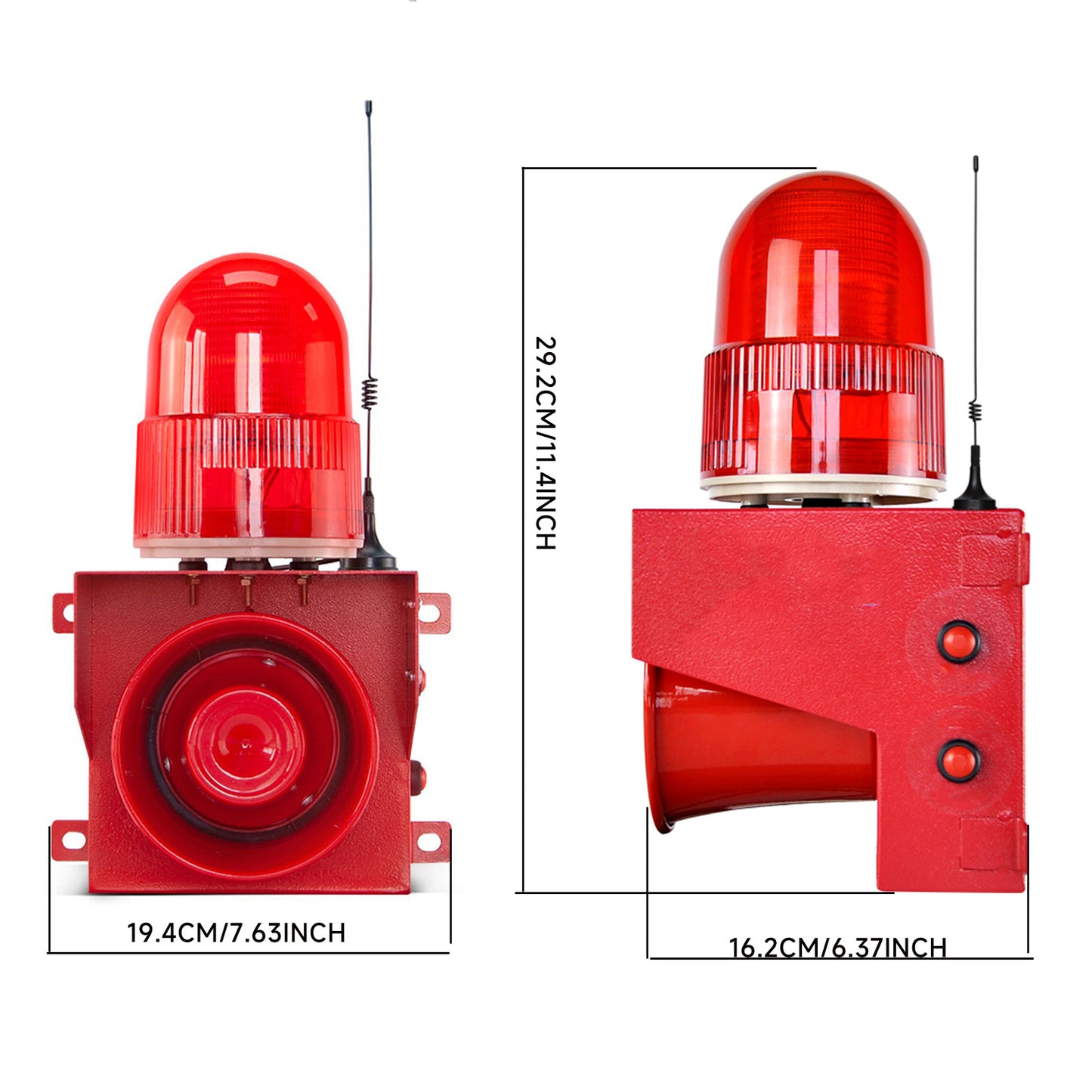 Industrial Remote Control Siren Alarm Wireless Outdoor 120dB Loud Horn Emergency Safety Alarm with 4 Remote Controller, Adjust Volume and Tone, 1.2mile Remote distance, Strobe Light SLA-01TY-2000-4