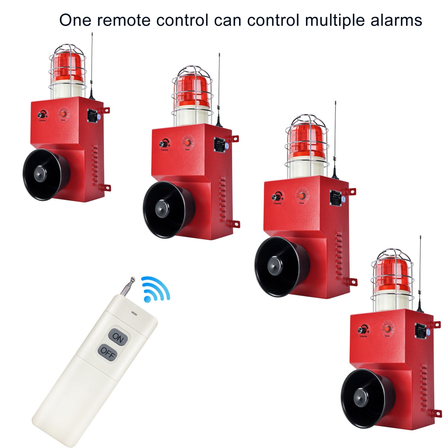 YASONG 2000m Wireless Remote Control Siren Alarm 130dB Horn 80W Sirens for Noisy Environment Emergency Alarm Range About of 250 Meters