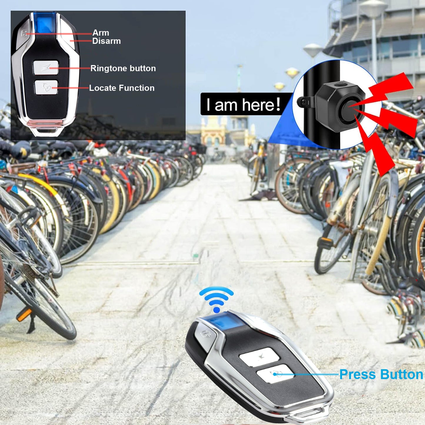 YASONG USB Rechargeable Bike Alarm Wireless Anti Theft Motorcycle Bicycle Alarm System with Remote Motion and Mount Vibration Alarm System(2 Pack)