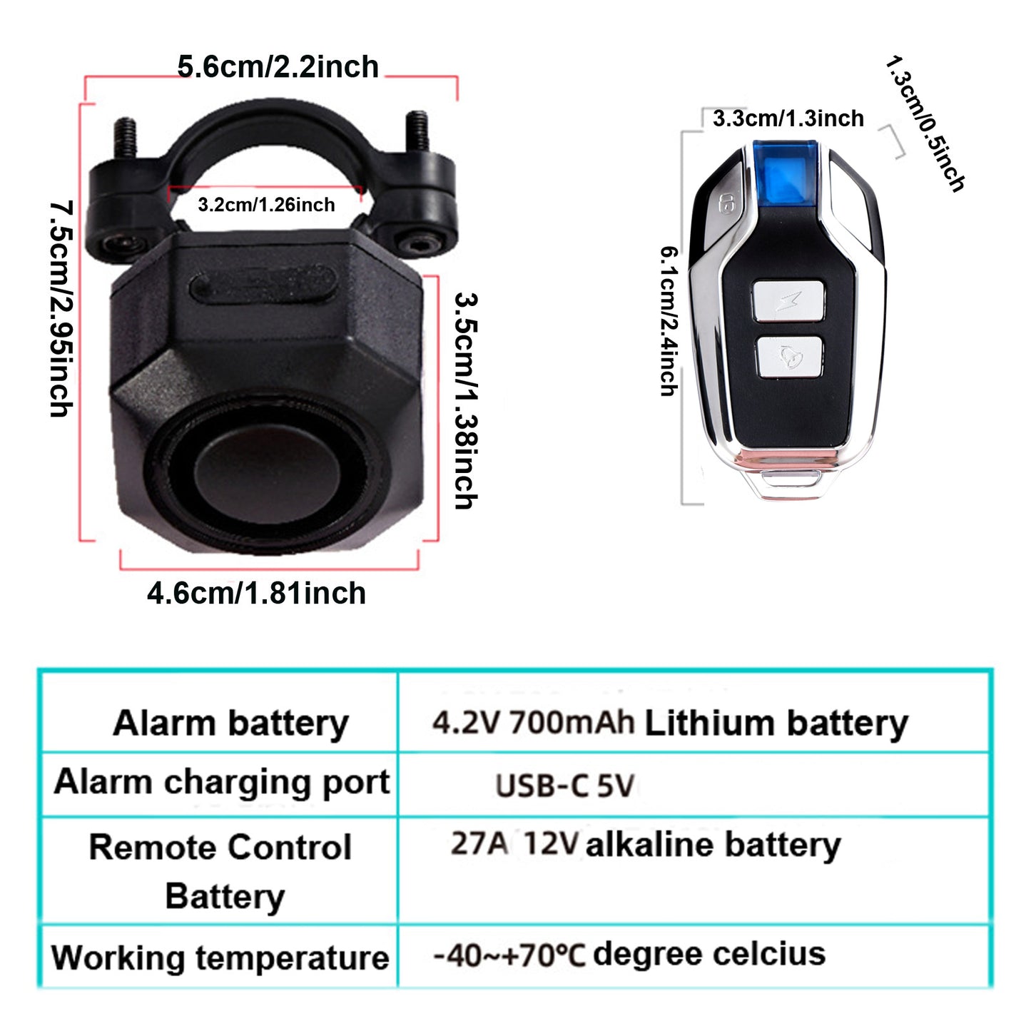 YASONG USB Rechargeable Bike Alarm Wireless Anti Theft Motorcycle Bicycle Alarm System with Remote Motion and Mount Vibration Alarm System(2 Pack)