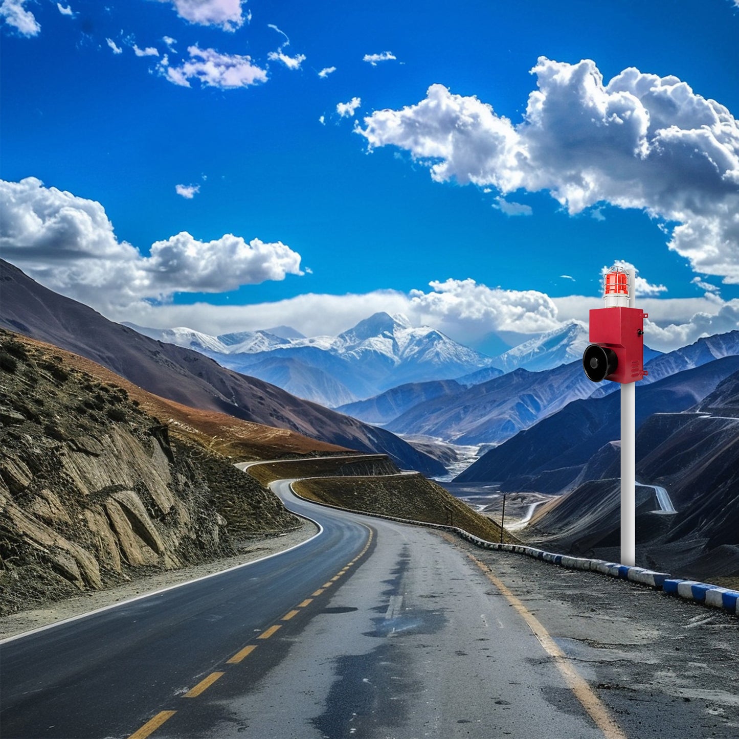 YASONG Industrial Siren Alarm 130dB IP65 Waterproof Outdoor Loud Horn Indoor 150W Emergency Security Self-Contained Siren with Strobe Light SLA-900M