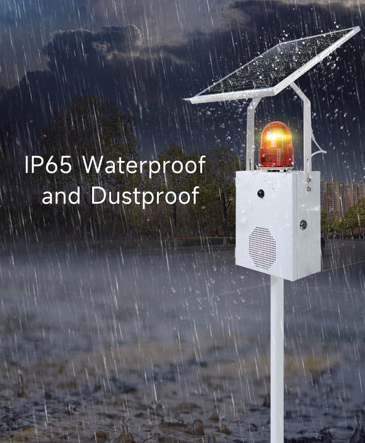 YASONG Solar Motion Sensor Alarm Siren Waterproof Outdoor Motion Detector Sirens with Strobe Light, 120dB Horn Tone Adjustable SLA-118VS-II