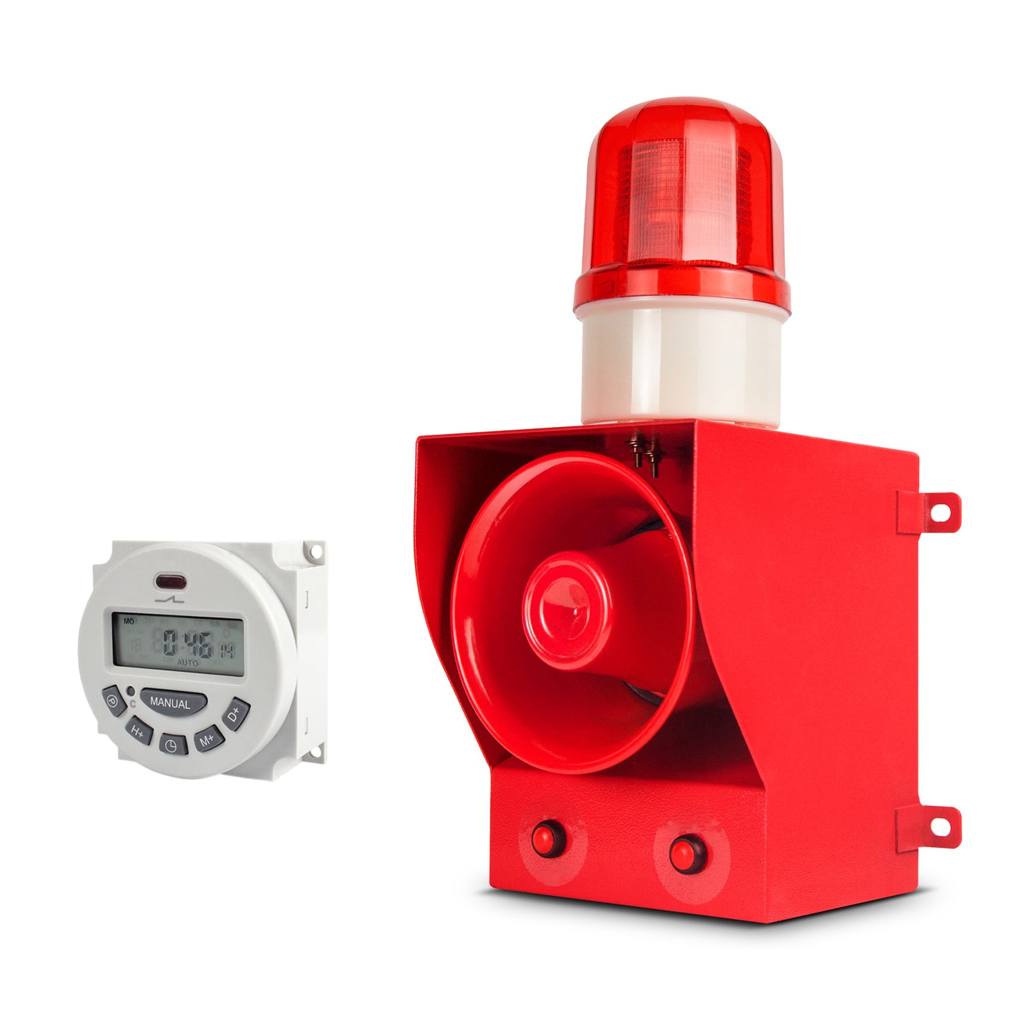 Security Outdoor ALarm Siren Loud 130dB IP65 Waterproof Adjustable Sound Alarm Systerm with Timer Emergency Siren Strobe Light SLA-05B1