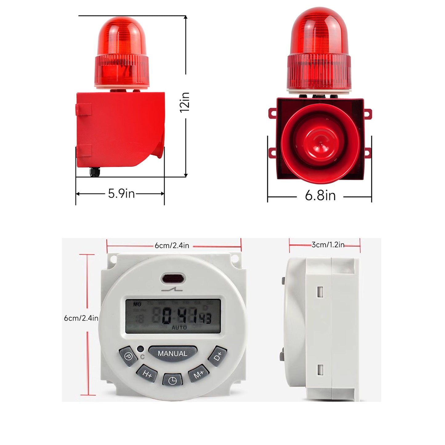 YASONG Motion Sensor Alarm Siren with Timer Outdoor 120dB 12 Tone Adjustable Motion Detector Security Emergency Siren Light SLA-01W1