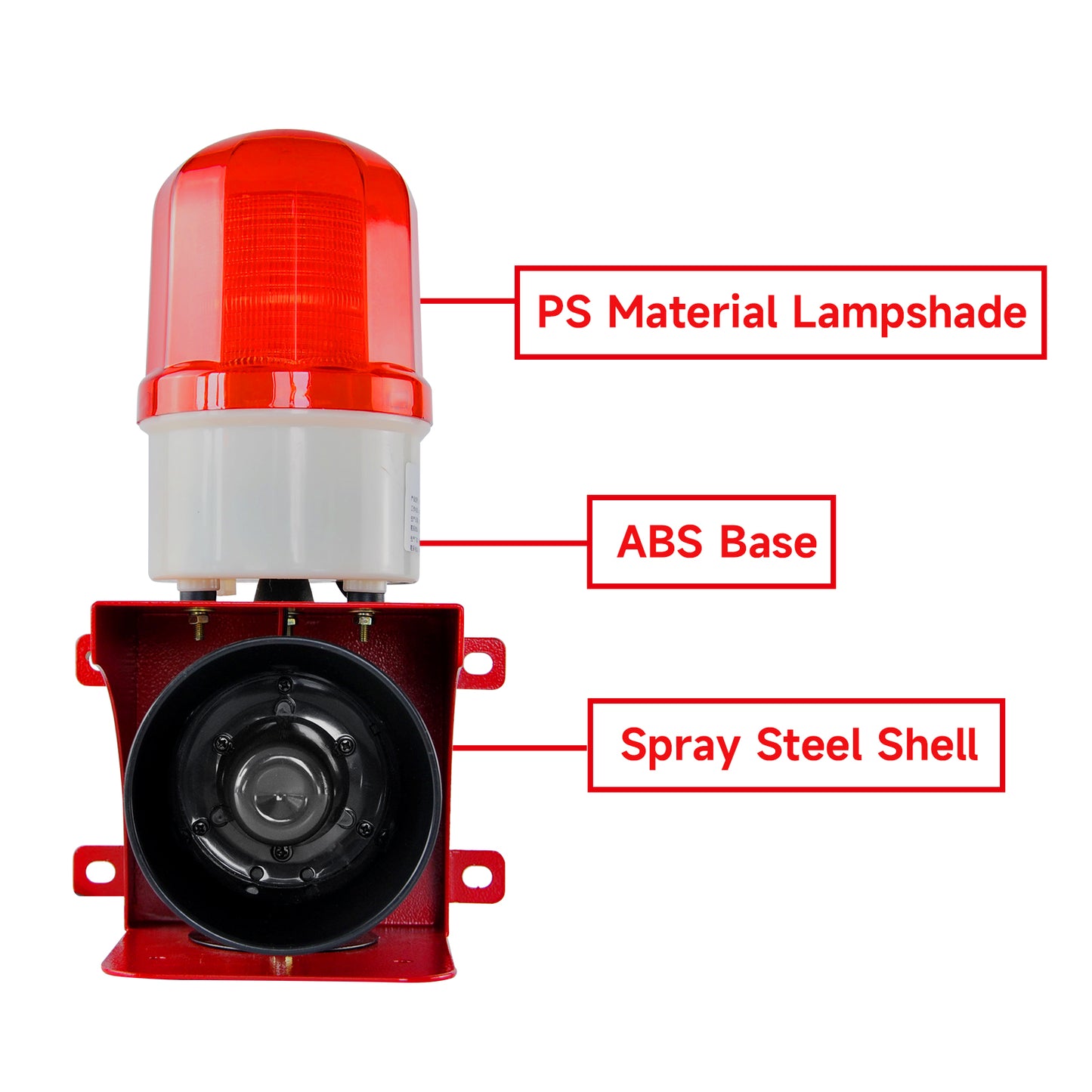 YASONG Industrial Alarm Siren IP65 Waterproof 110dB Loud Horn Safety Emergency Sirens with Beacon Light for Factory, Office, Wharf SLA-BJ02