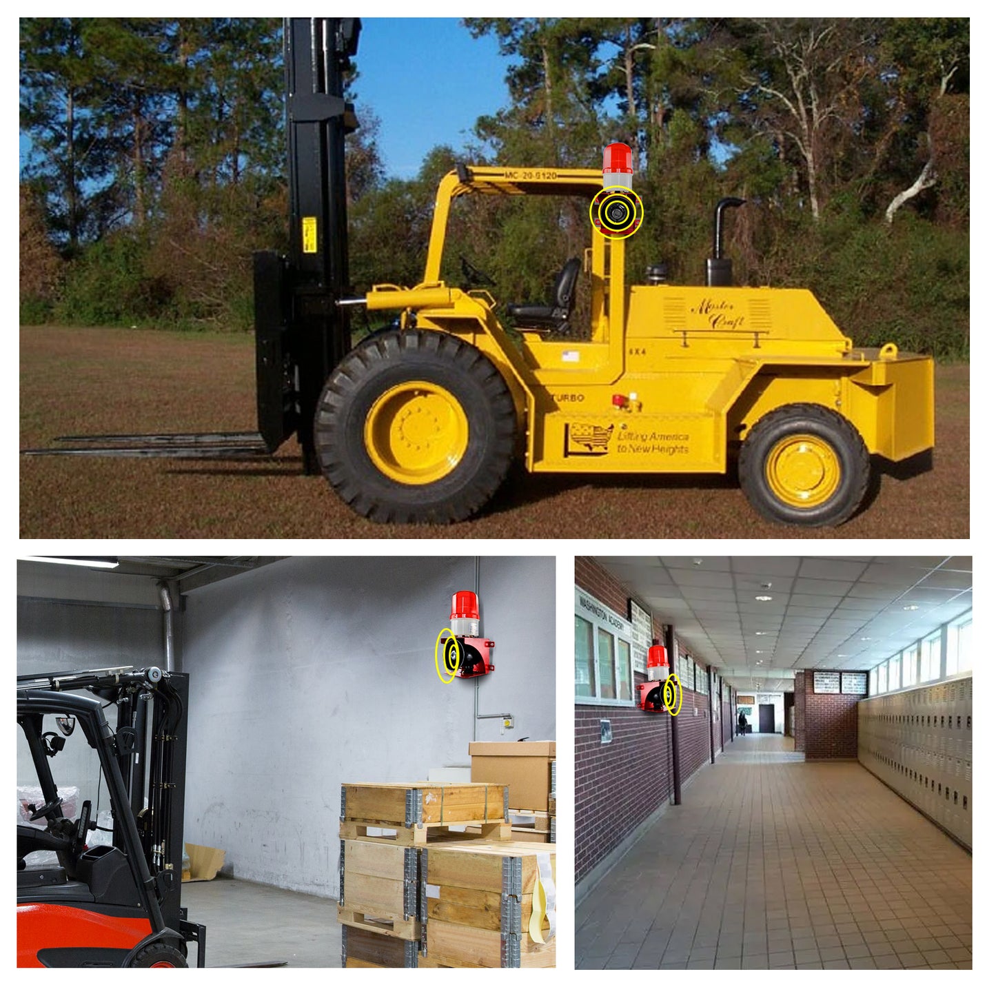 YASONG Industrial Alarm Siren IP65 Waterproof 110dB Loud Horn Safety Emergency Sirens with Beacon Light for Factory, Office, Wharf SLA-BJ02