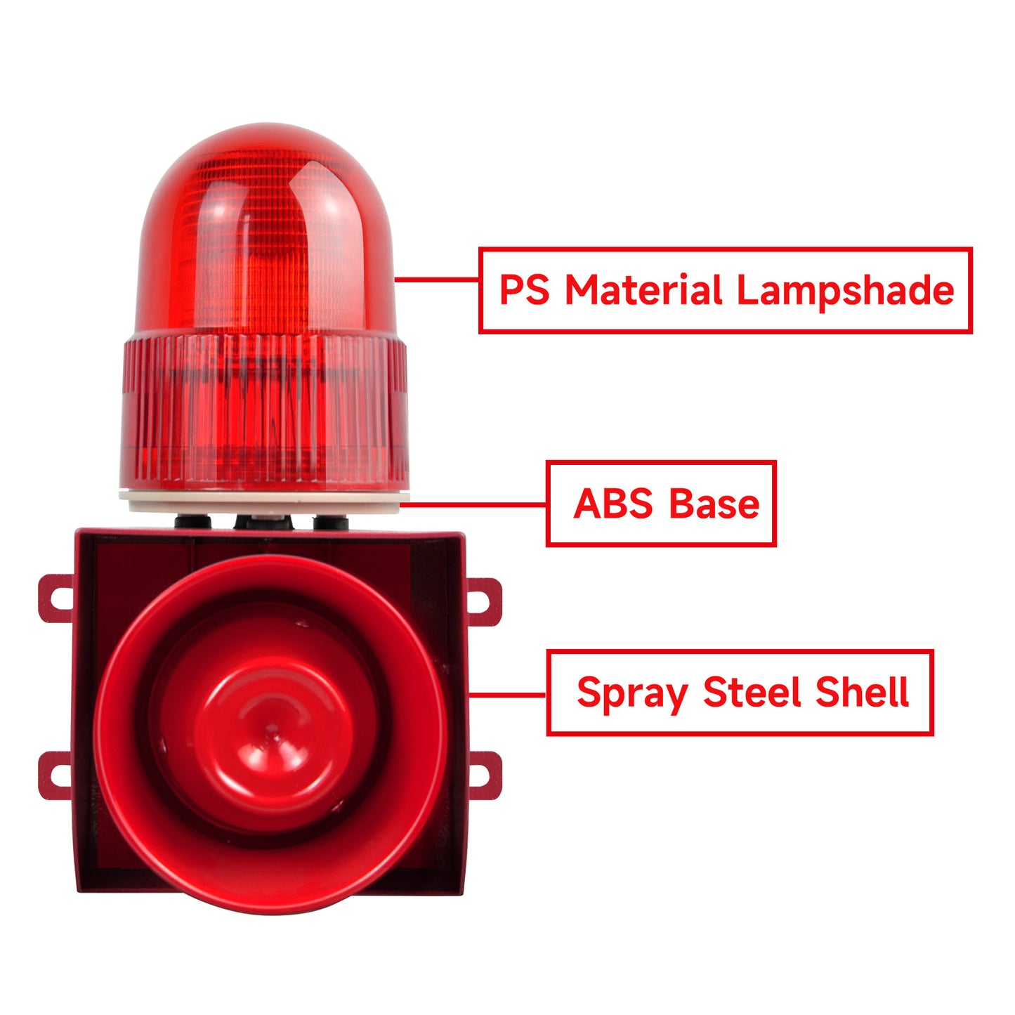 YASONG SLA-01 Industrial Alarm Siren Waterproof 120dB Horn Siren Speaker with LED Strobe Light 25W Alarm System for Factory, Dock, Warehouses