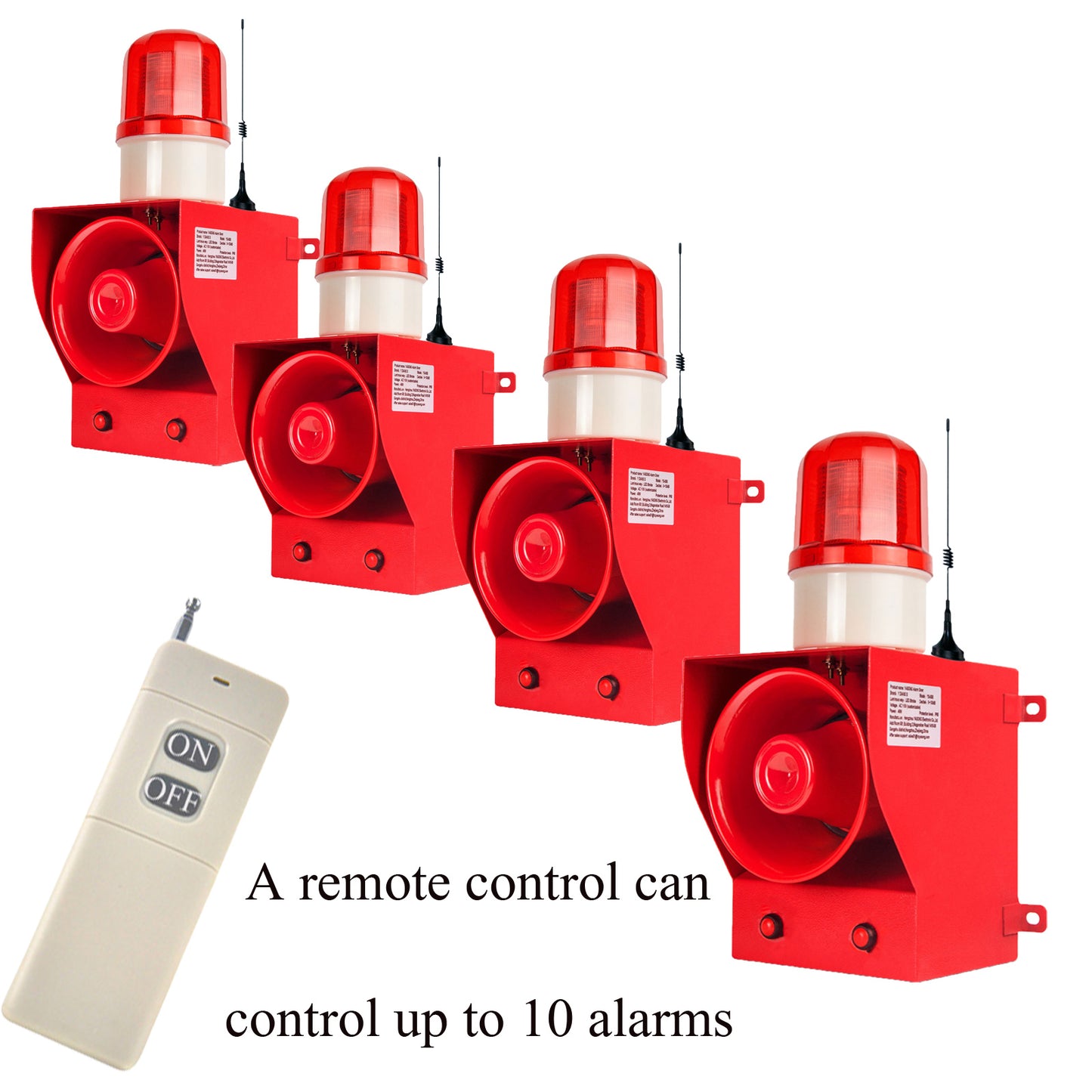 YASONG 2000m Remote Control Alarm Siren 130dB Horn Outdoor Emergency Industrial Security Sirens with Strobe Light Tone Volume Adjustable SLA-05BY