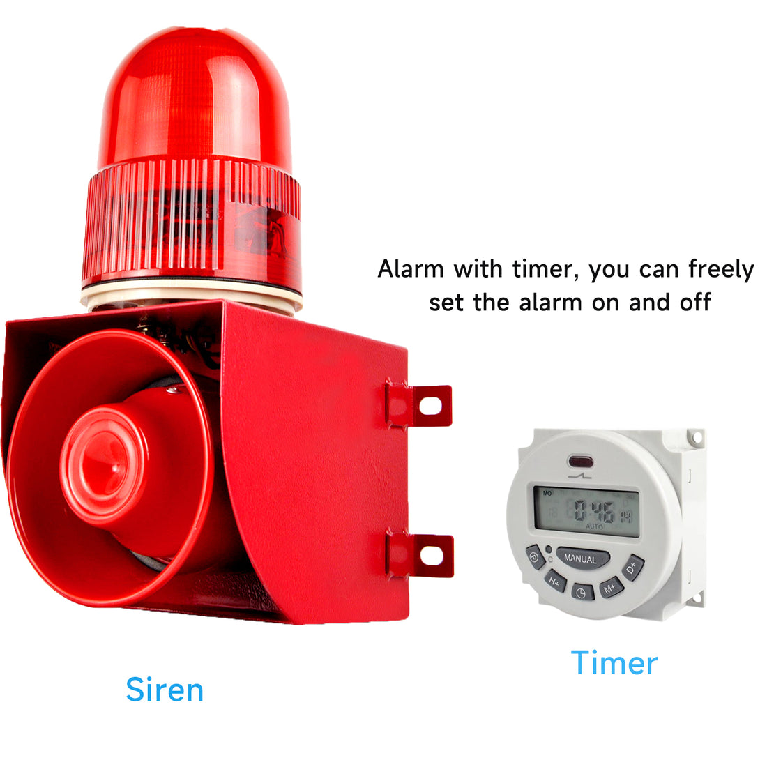 YASONG SLA-01W1 120dB Timed Motion Sensor Siren, 25W, 12 Tones, 10m Detection, IP65, USB Audio