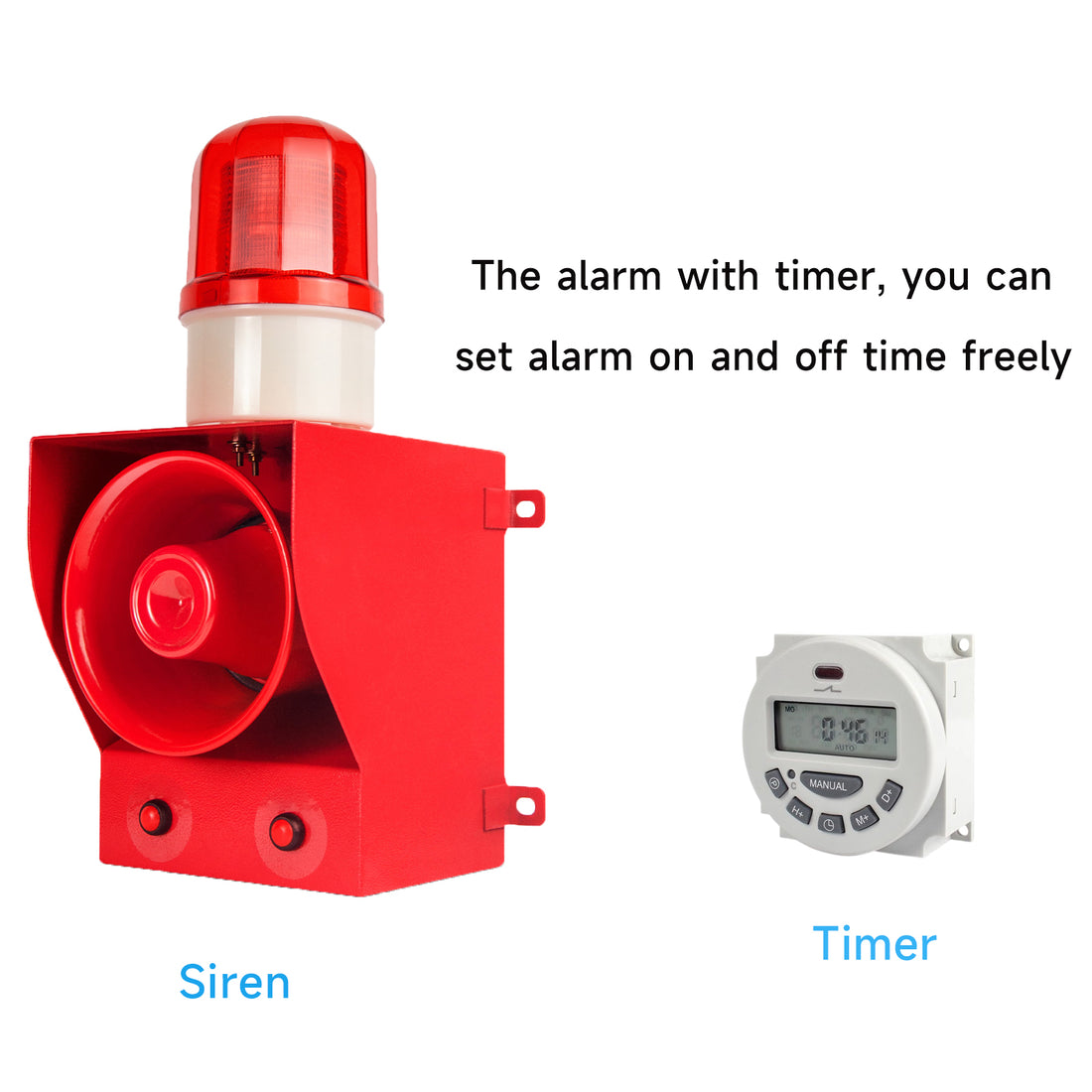 YASONG SLA-05B1 130dB Outdoor Timer Alarm Siren, 45W, 12 Tones, IP65, USB Upload, LED Strobe