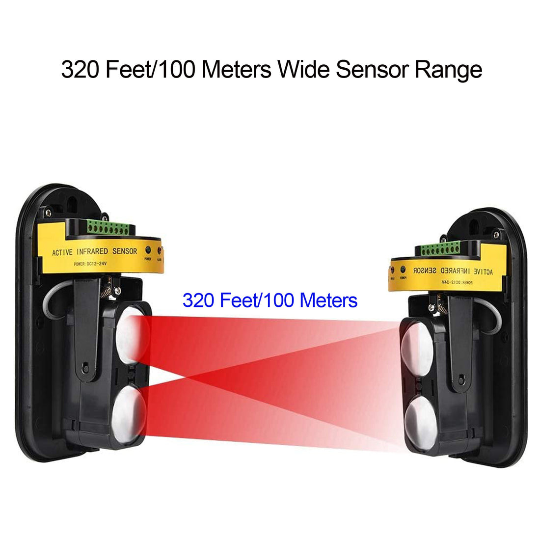 Sirena de Alarma Industrial de Contacto Seco con Detector de Rayos Infrarrojos Exterior Impermeable Ajustable 130dB Sonido Sistema de Alarma de Seguridad para Protección Perimetral de Fábricas, Almacenes y Garajes