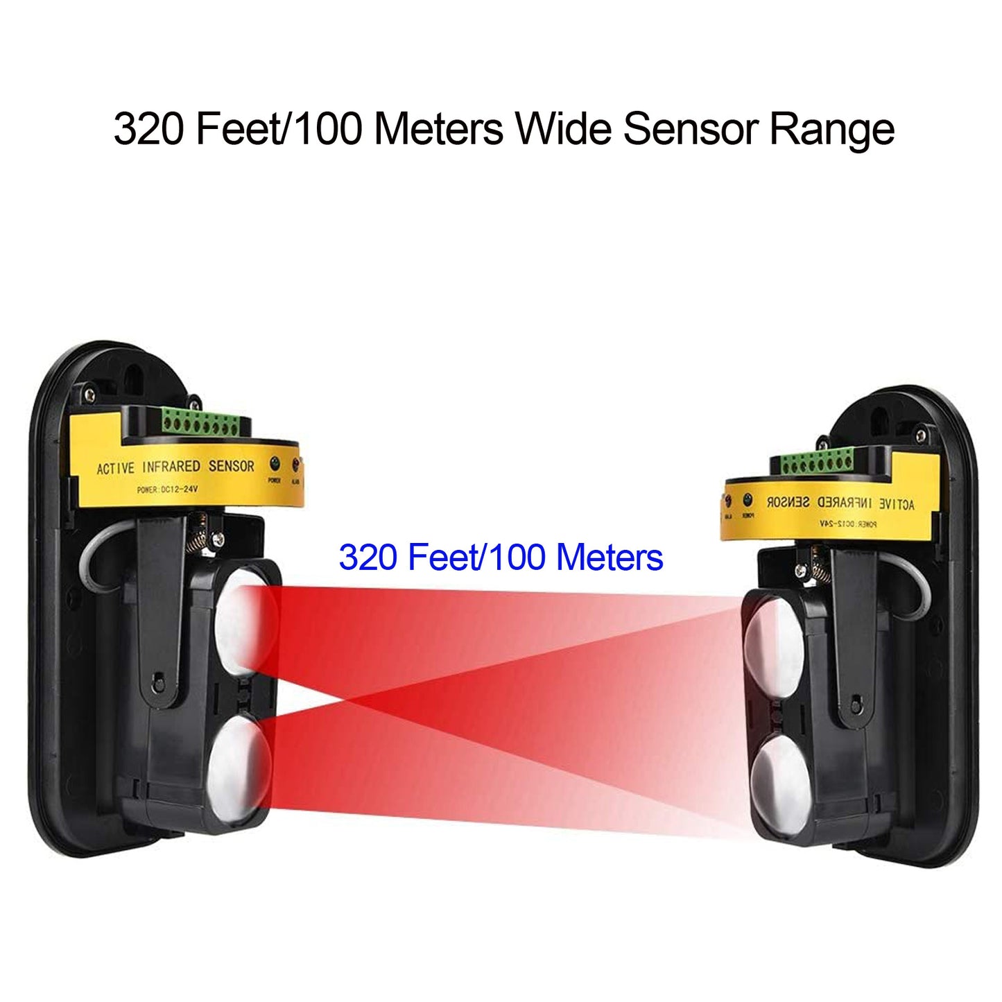 Industrial Dry Contact Alarm Siren with Infrared Beam Detector Outdoo Waterproof Adjust 130dB Sound Security Alarm Systerm for Factory Warehouse Garage Perimeter Protection