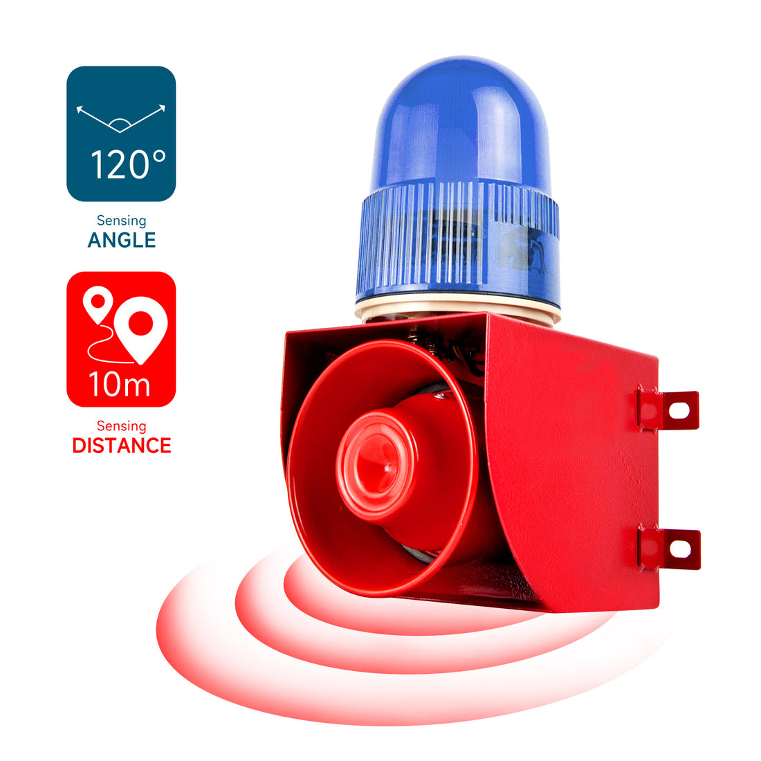 YASONG SLA-01W 120dB Motion Sensor Alarm Siren, 25W, 9 Tones, IP65, 1–10m Detection, LED Strobe