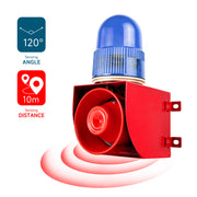 YASONG SLA-01W 120dB Motion Sensor Alarm Siren, 25W, 9 Tones, IP65, 1–10m Detection, LED Strobe