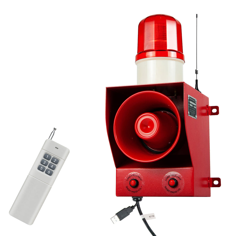 YASONG SLA-05BY-6 130dB 2000m Remote Control Siren, 45W, 5 Tones, IP65 Outdoor Horn, USB Audio, LED Strobe