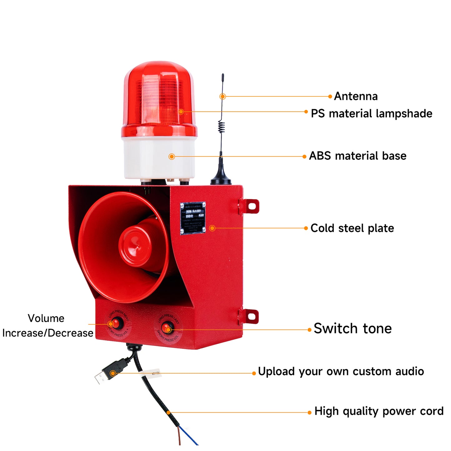 2000m Wireless Remote Control  Alarm Siren Outdoor 130dB Loud Horn Multi-tone Emergency Security Industry Sirens SLA-05BY-6