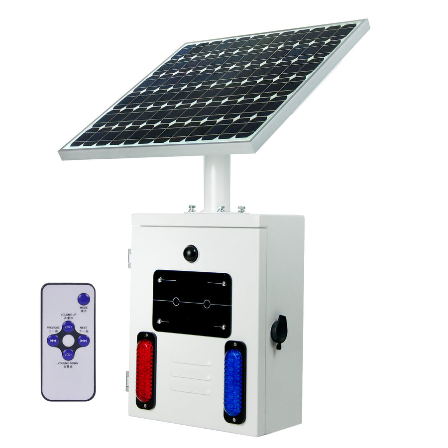 YASONG SLA-TYN01 120dB Solar Motion Sensor Industrial Alarm Siren, Red Blue Strobe, IP65, 17 Tones