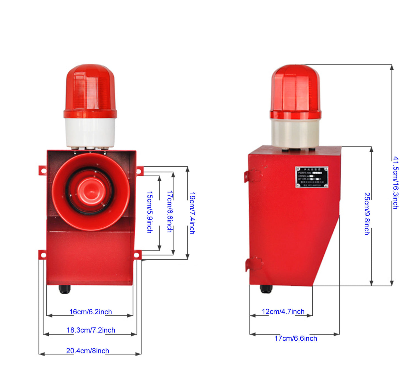 Siren Alarm with Button Control Box 130dB Loudspeaker 45W Security Emergency Alarm Range of 100m-150m for Farm School Factory Home SLA-06AZ