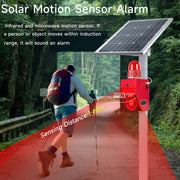 Sirène d'alarme extérieure solaire YASONG avec capteur, avertisseur sonore 120dB, système d'alarme à détecteur de mouvement avec lumière stroboscopique, volume et tonalité réglables SLA-02WS-P