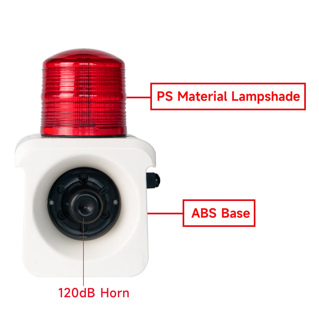 YASONG SLA-800 120dB Adjustable Industrial Alarm Siren, 15W, Multi-Tone, IP65, LED Strobe, USB Upload