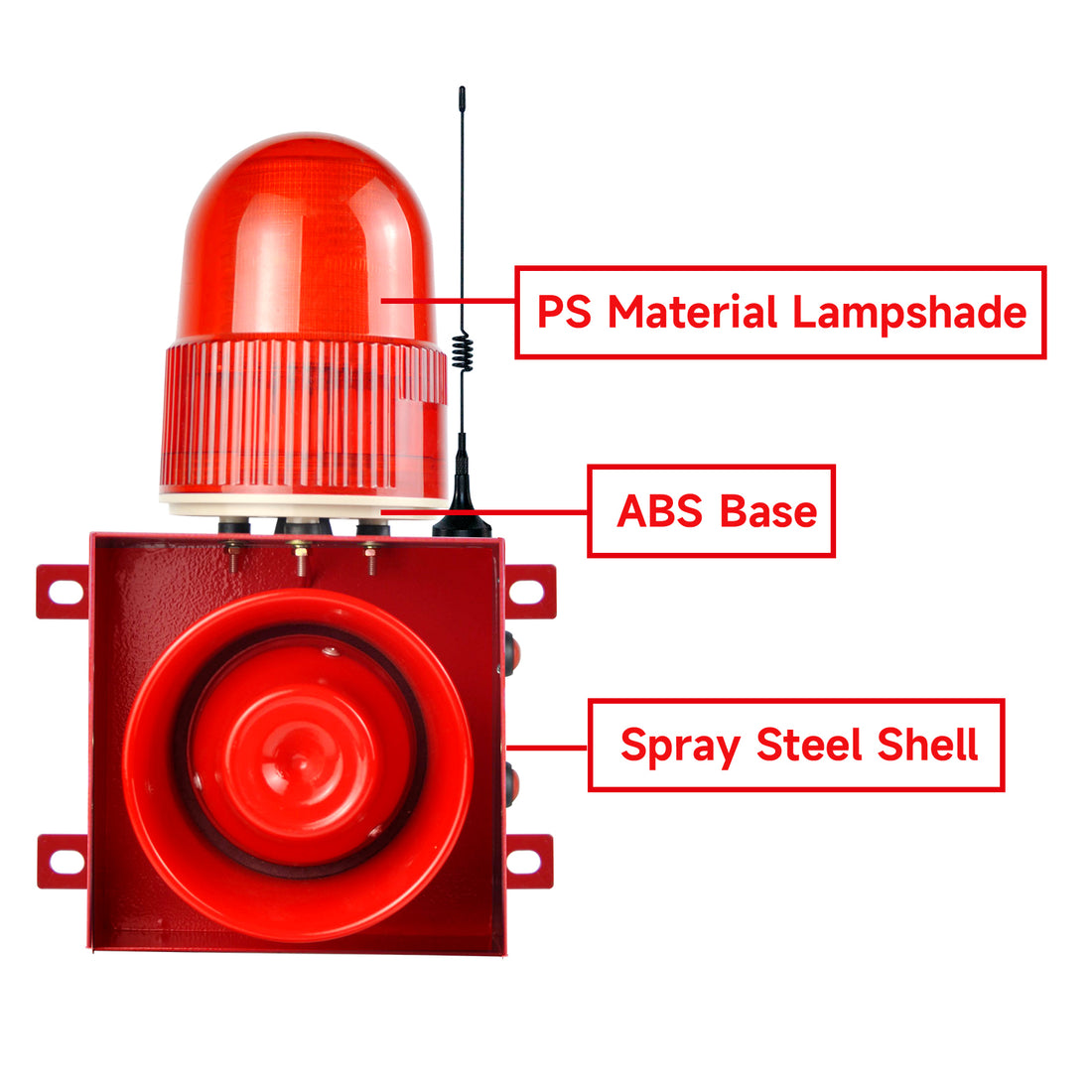 Sirena de alarma con control remoto para exteriores YASONG de 1.2 millas/0.3 millas, bocina ruidosa de 120 dB ajustable con puerto USB y 4 controles remotos, impermeable IP65 SLA-01HY-4