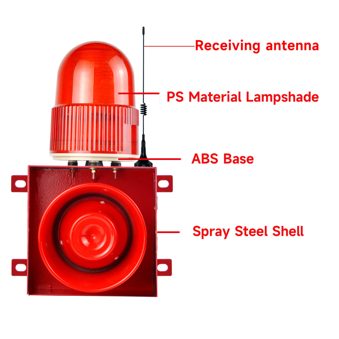 Sirène d'alarme stroboscopique LED sans fil extérieure YASONG SLA-01Y avec télécommande, portée de contrôle longue distance 2000/500m, klaxon 120dB 25 Watts, étanche IP65