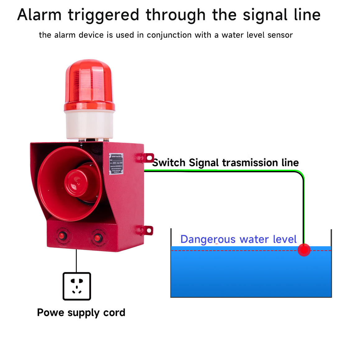 Sirena de alarma discreta para exteriores YASONG 130dB Sirena de alarma de seguridad ajustable por contacto para sensor, control de acceso de entrada, relé o panel de control SLA-05BK