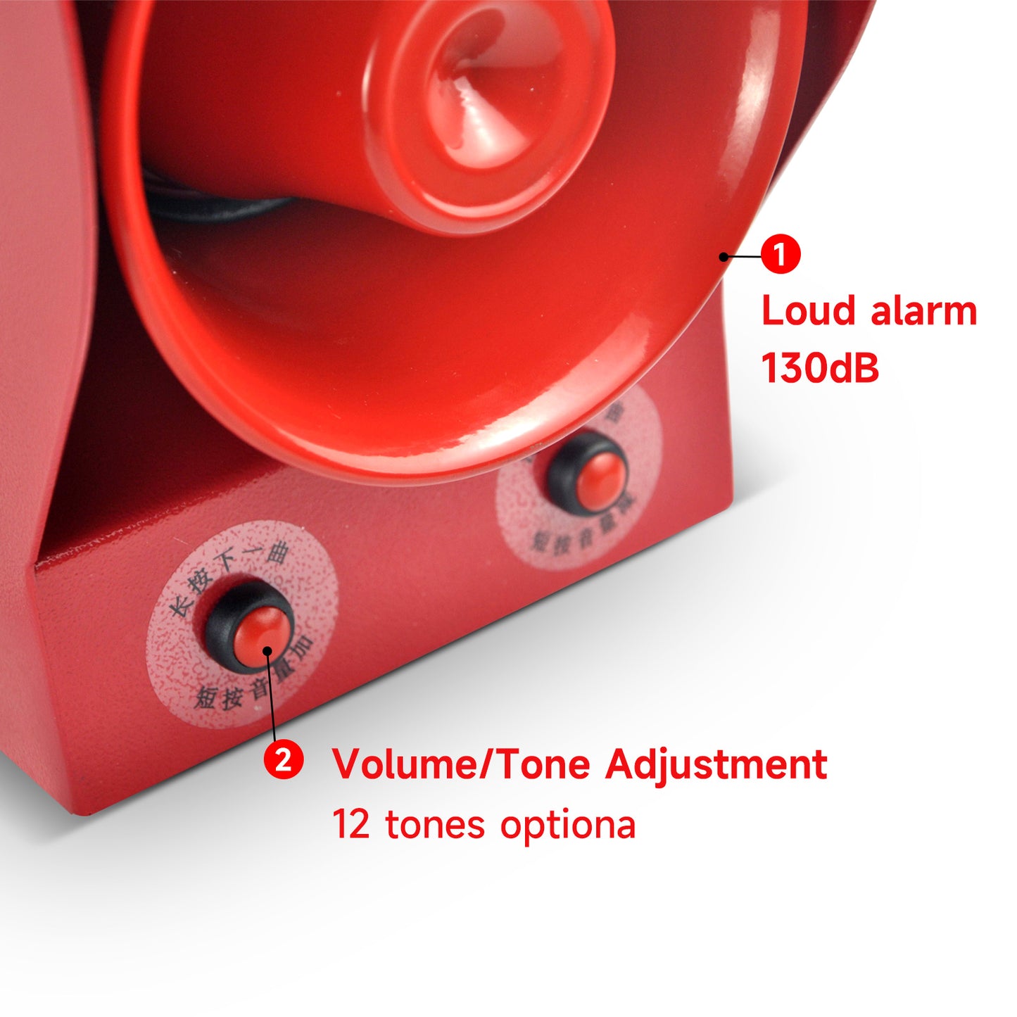 Alarm Siren with Button Control Box 130dB Horn 12 Tones Adjustable 45w Emergency Alarm Systerm Strobe Siren for Farm Factory Harbor Dock SLA-05BZ