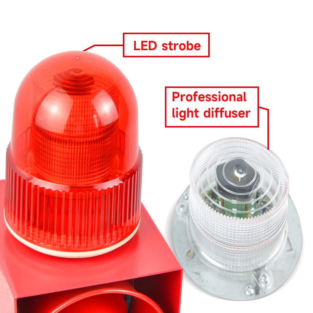 Sirena de alarma industrial para exteriores YASONG, sirena de seguridad de 120dB con bocina, resistente al agua IP66, con luz estroboscópica para fábricas, puertos, muelles, embalses, astilleros SLA-01G