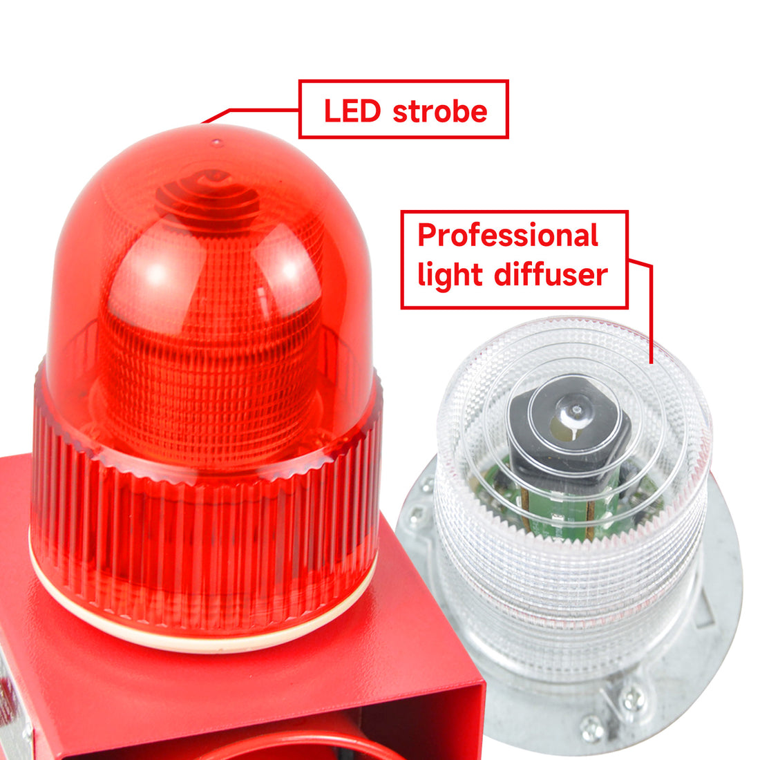 YASONG SLA-01H1 120dB Timer Alarm Siren, 25W, 12 Tones, IP65, USB Upload, LED Strobe, Wall Mount
