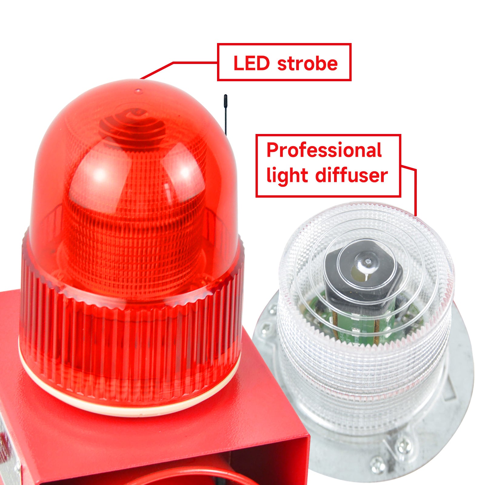 YASONG SLA-01HY-2000-3 120dB Industrial Remote Control Siren, 3 Remotes, 2000m Range, 25W, IP65, USB Audio, LED Strobe